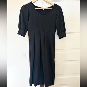 Shade Modest Black Tailored Empire Waist Puff Sleeve Ponte Dress XS
